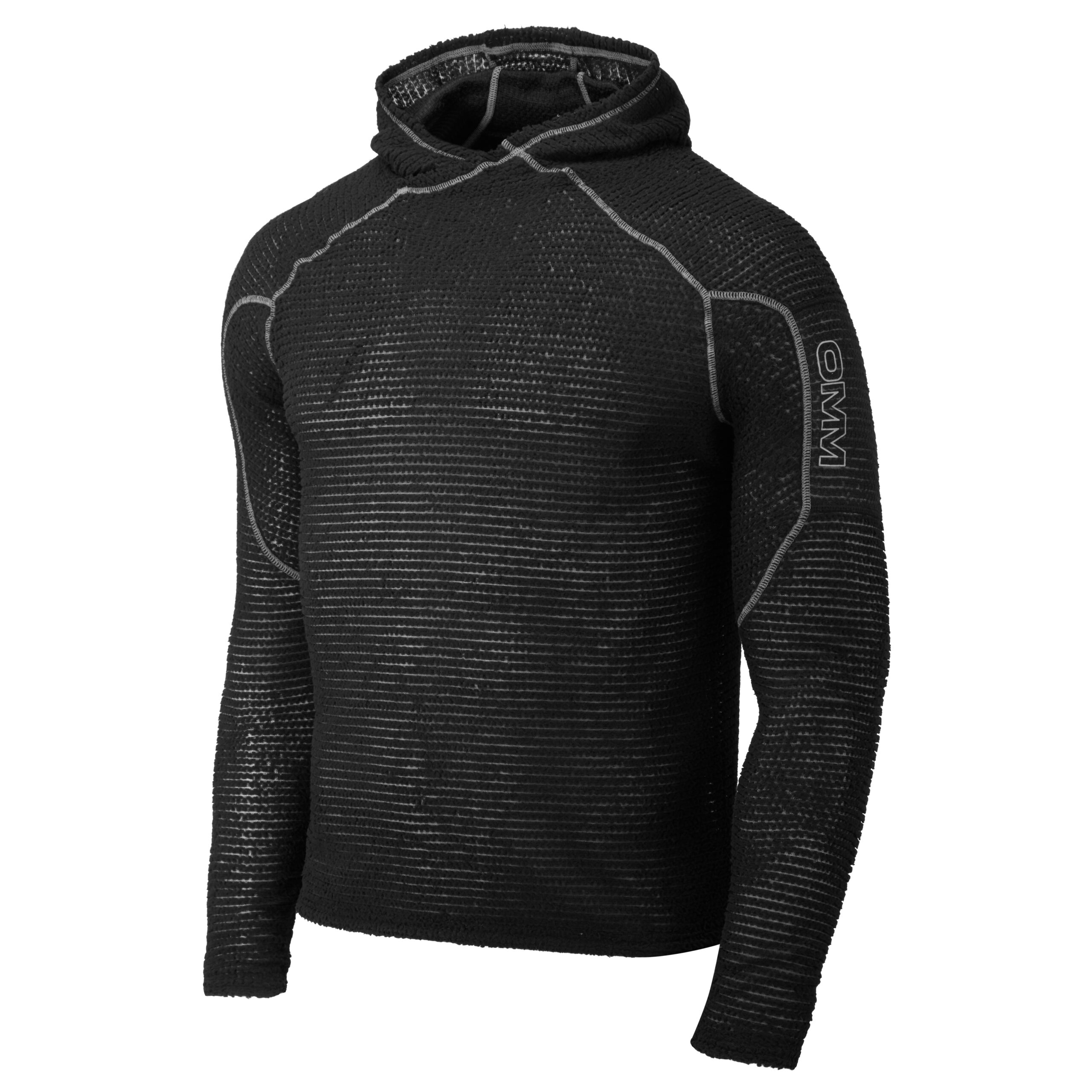 OC154 Core Hoodie Black Angle Hood down scaled 1