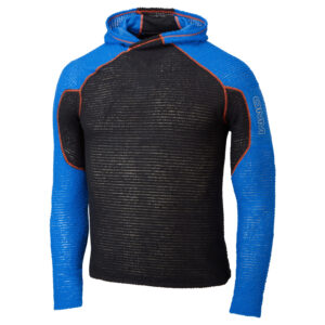 OC154 Core Hoodie Black Blue Angle Hood down scaled 1