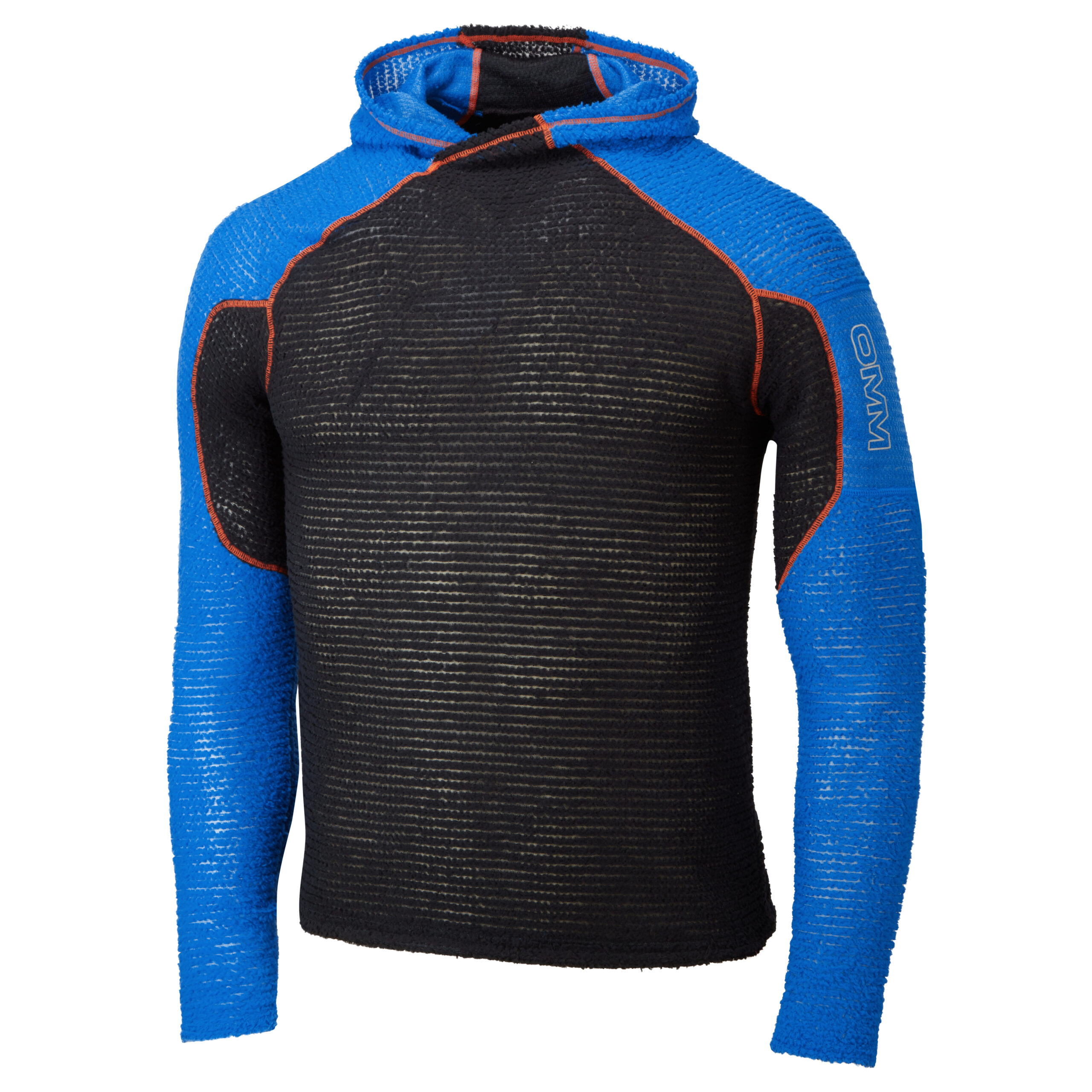 OC154 Core Hoodie Black Blue Angle Hood down scaled 1