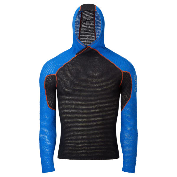 OC154 Core Hoodie Black Blue Front Hood up scaled 1