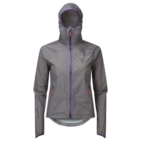 OC162 Halo Jacket W WITH POCKETS Grey Hood Up Front