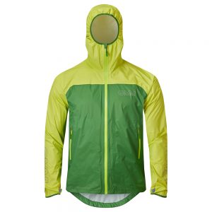 OC161 Halo Jacket Green Yellow Front Hood Up
