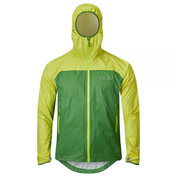 OC161 Halo Jacket Green Yellow Front Hood Up