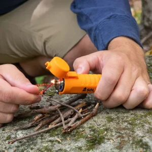 Fire Lite Fuel Free Lighter lighting tinder in use