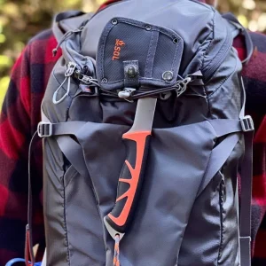 Stoke Camp Hatchet on backpack in holster